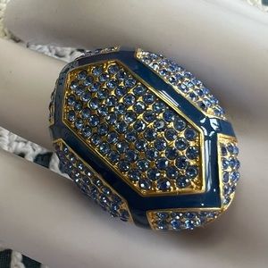 AKKAD Pave’ crystal & enamel ring NWOT blue size 8